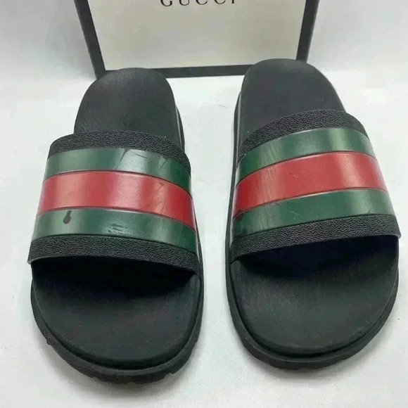 Gucci slide sandal with web GG red green lido - Picture 3 of 11